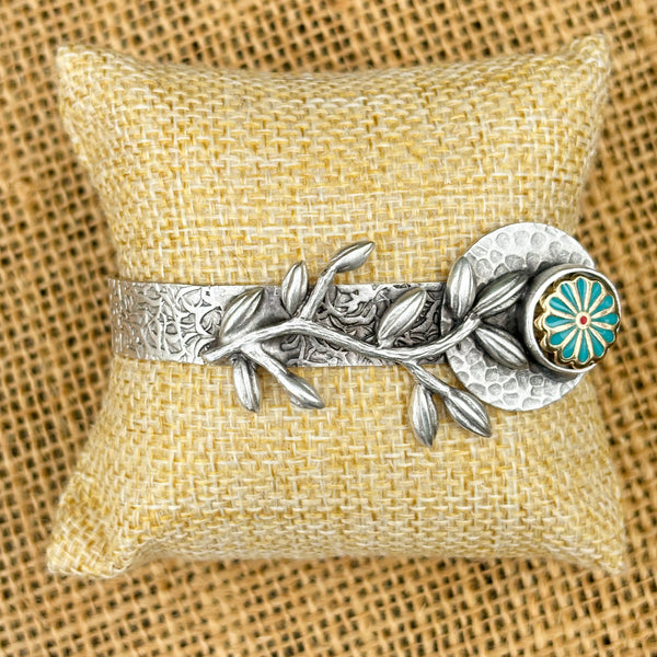 Vine cuff with turquoise daisy
