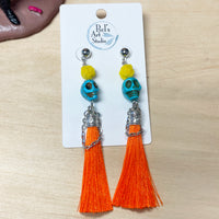 Catrina earrings orange tassels