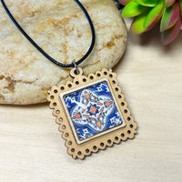 Square wood bezel Mexican tile