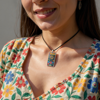 Silver rectangle bezel floral