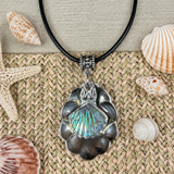 Scallop shell with abalone fan
