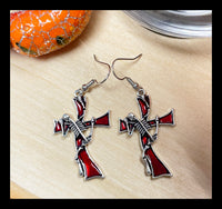 Cross with skeleton earrings