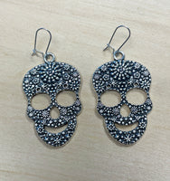 Silver calavera earrings