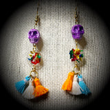 Purple skull earrings