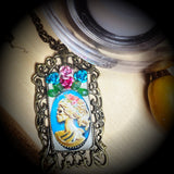 Lolita cameo in brass pendant