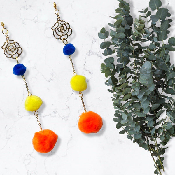 Pompom Drop Earrings